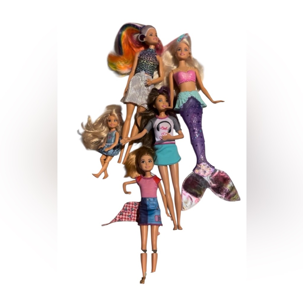 Barbie Family Doll Set with Mermaid, Scooter, Car & House Accessory Bundle